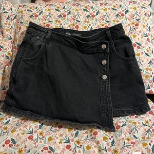 Zara Black denim Asymmetrical Skort
